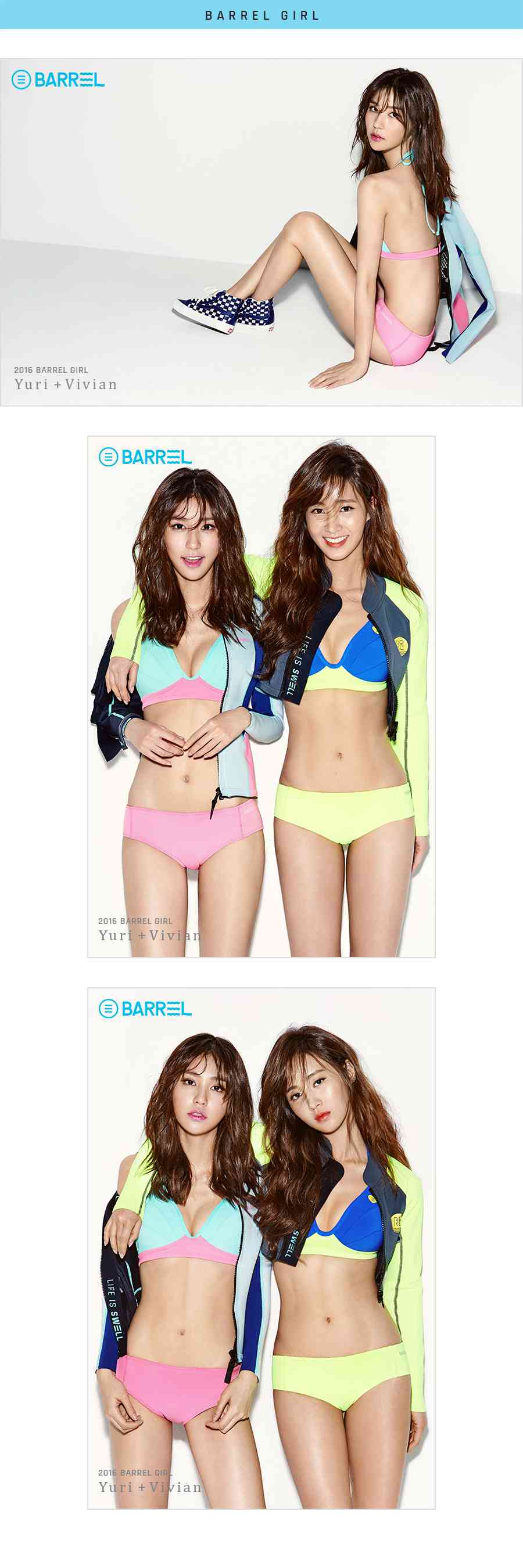 Barrel pink/ mint neoprene bikini top
