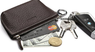 MEKU Womens Leather Zip Coin Purse Key Wallet ID Card Holder wi