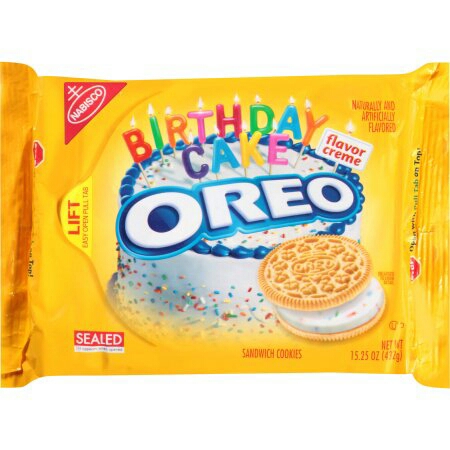 Nabisco Oreo Golden Birthday Cake Flavor Creme Sandwich Cookies, 15.25 oz