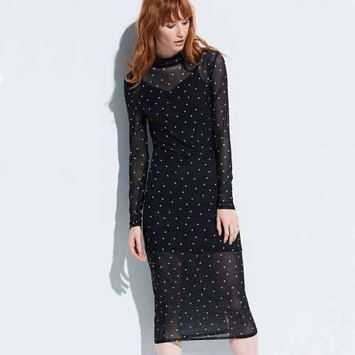 K/lab Sheer long sleeve midi dress