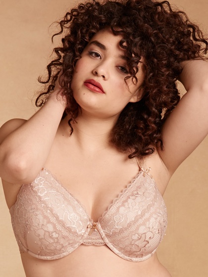 Noelle Lace Overlay Plunge Molded Cup Bra