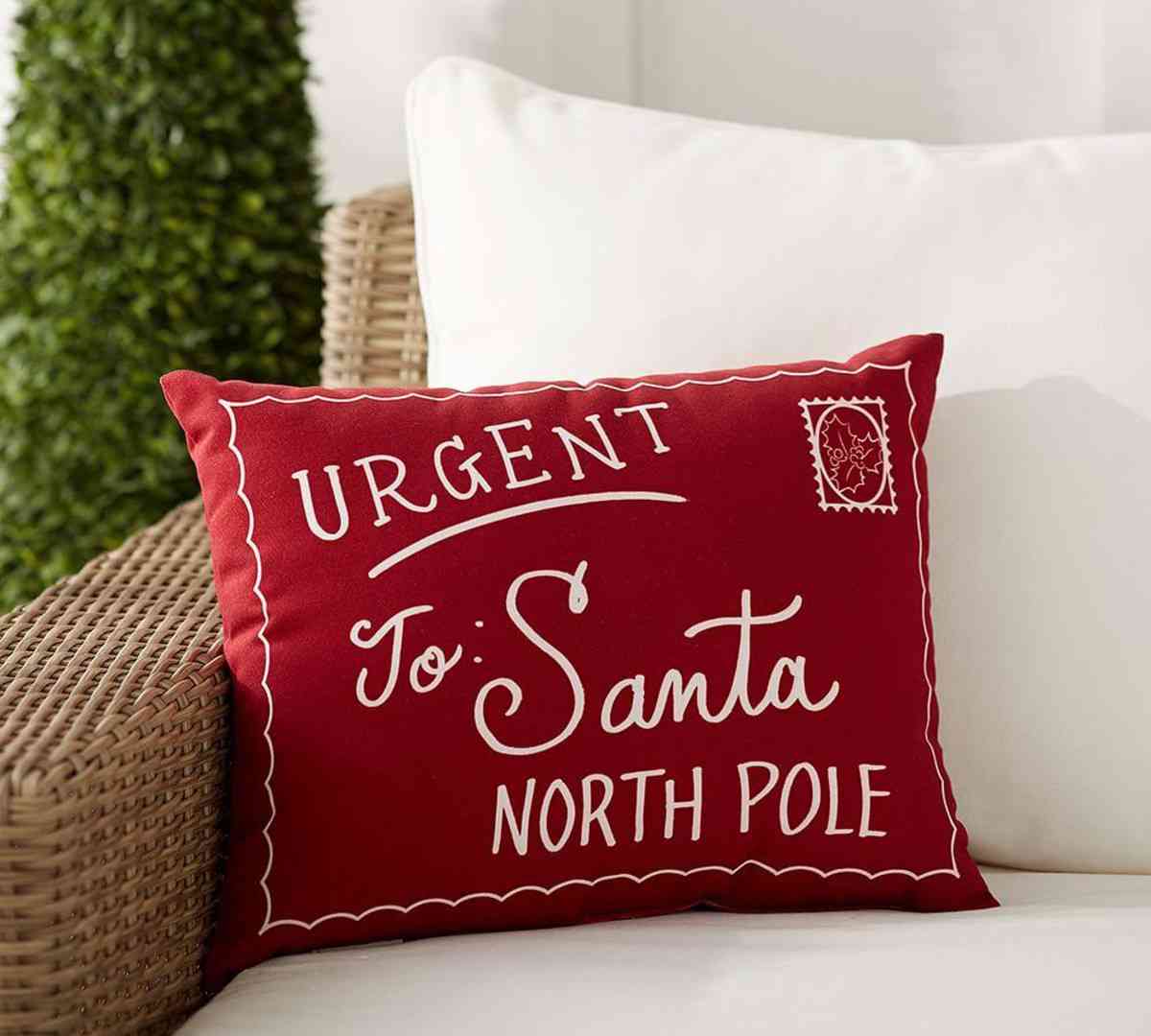 Pottery Barn Santa Letter Indoor/Outdoor Cushion
