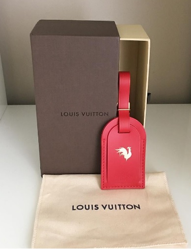 Louis Vuitton Luggage Tag in Red with Rooster Hotstamp