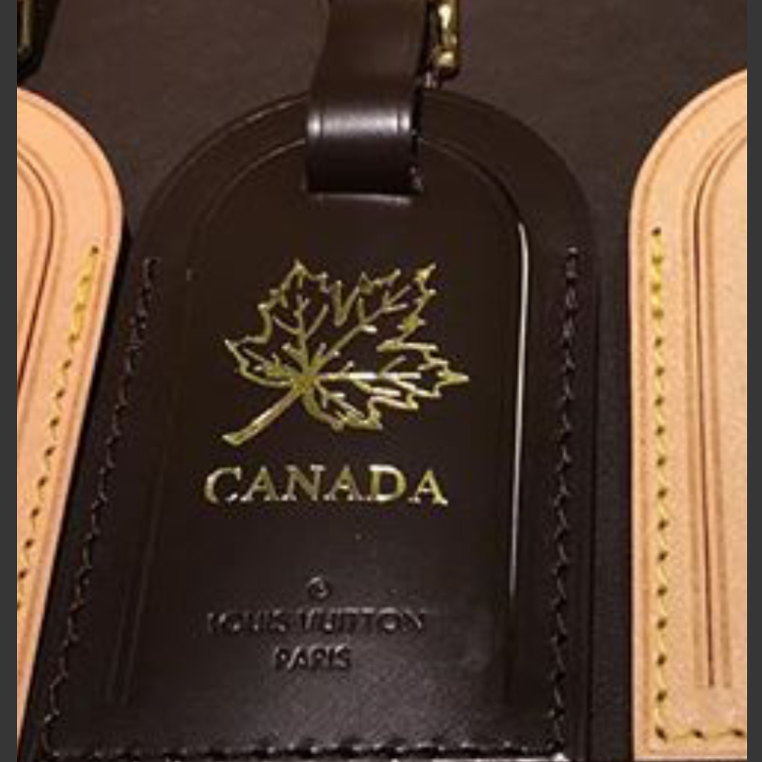 Louis Vuitton luggage tag with Canada hot stamp