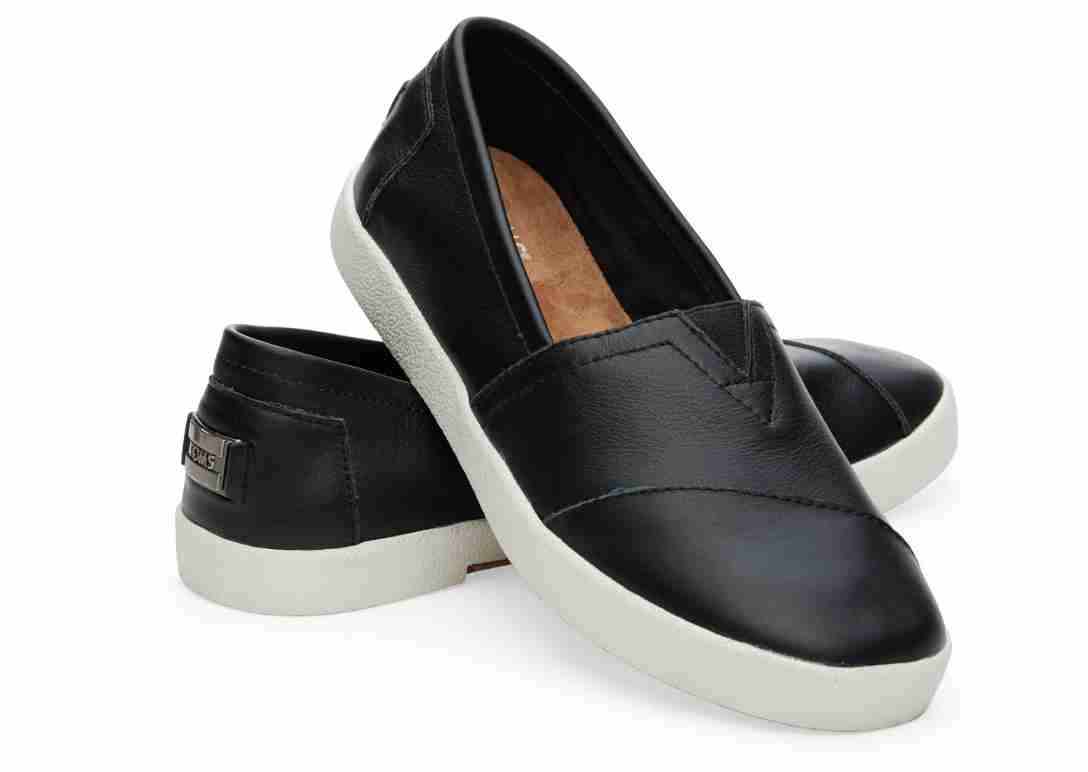 Black Leather Women's Avalon Slip-Ons