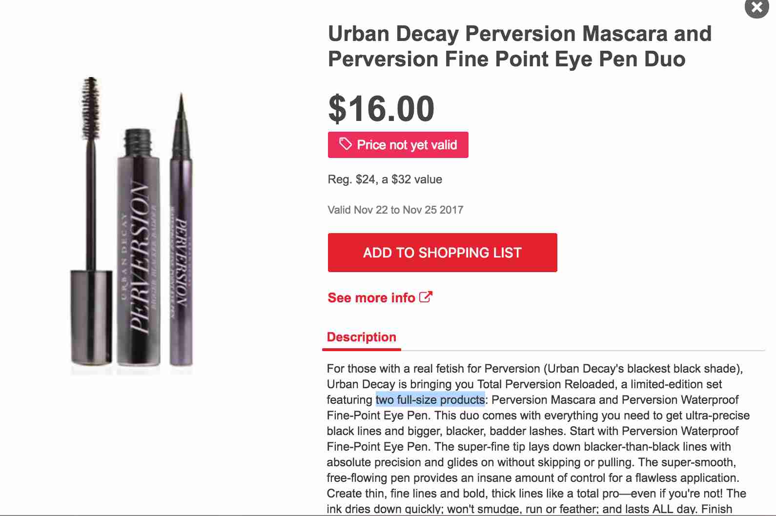Perversion Mascara and Perversion Fine Point Eye Pen Duo
