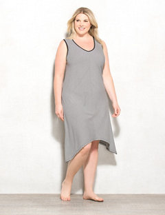 DBSUNDAY PLUS SIZE MITERED-STRIPE SLEEVELESS MIDI DRESS