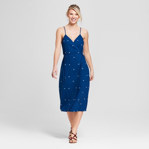 Women's Wrap Dress Indigo Print