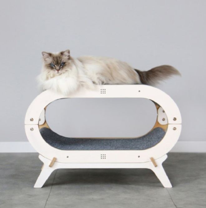 White Wood Cat Scratcher