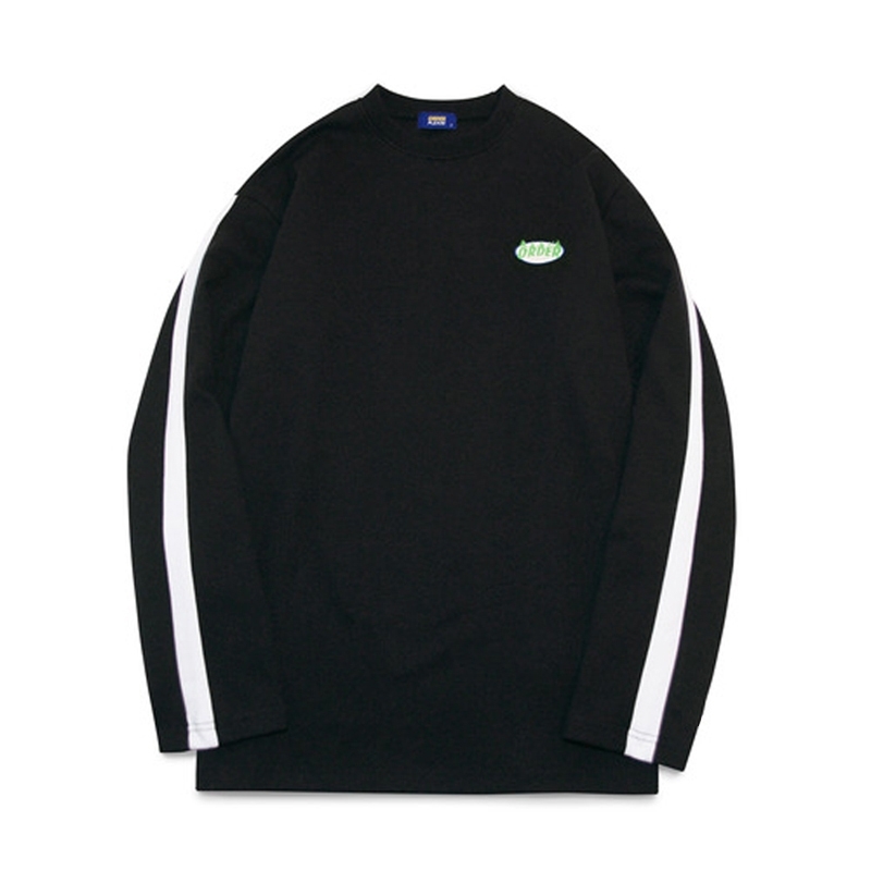 Order Pleated Graphic Order 02 Black _ Long Sleeve Polo Shirt