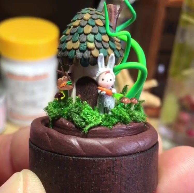 Bunny in front of house