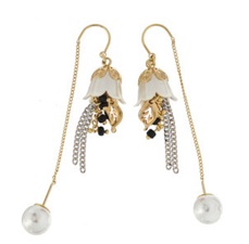 Art Nouveau forest 02 Chrysanthemum  Chain Drop Earring