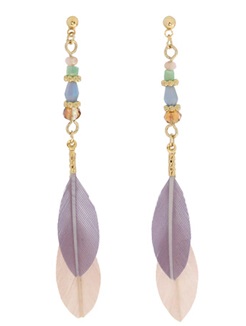 Saturday afternoon_ Violet beads feather_Earrings