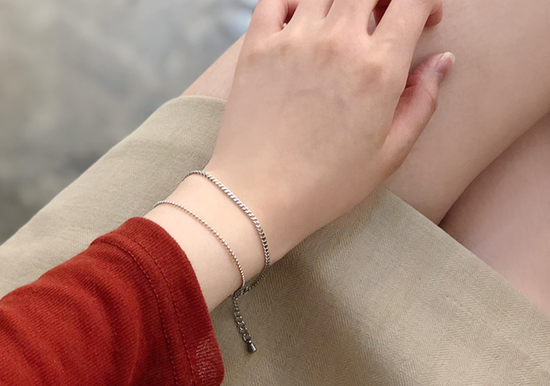 Feather Surgical Steel Layered Bracelet