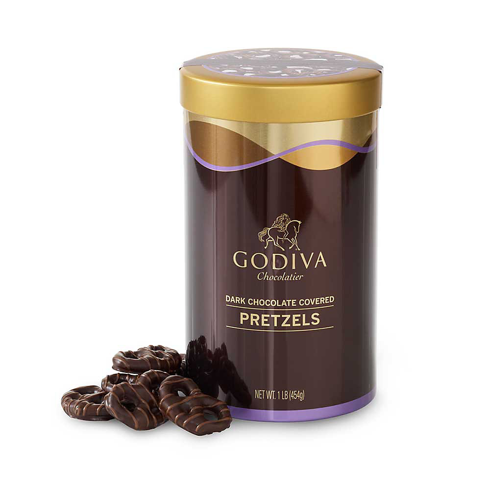 Dark Chocolate Covered Pretzel Canister