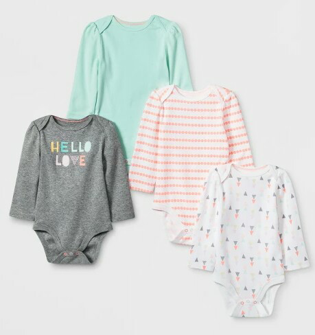 Baby Girl's 4pk Long Sleeve Bodysuit