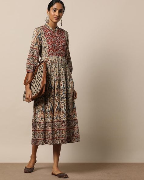 Handblock Kalamkari Print A-line Dress