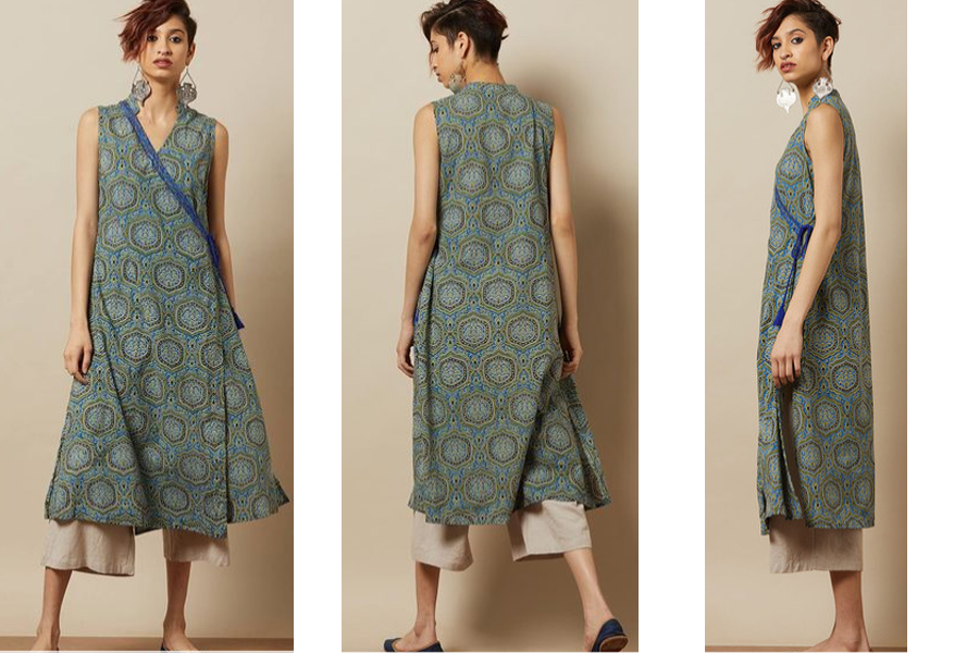 Handblock Print Cotton Angarkha Kurta