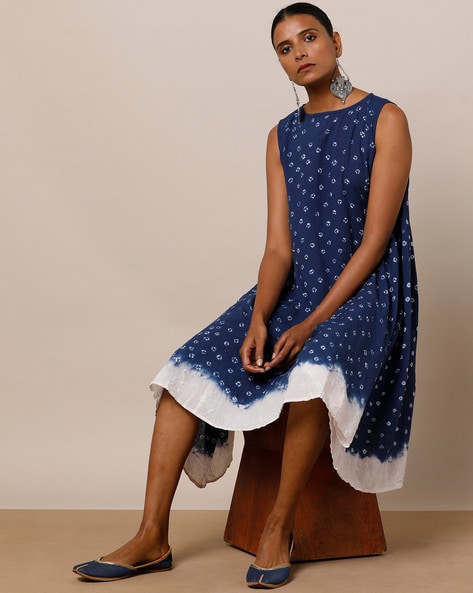 Hand Tie & Dye Bandhani Cotton A-line Dress