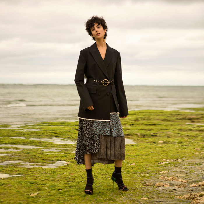 Vivian Asymmetrical Belted Wool Blazer AWA240W