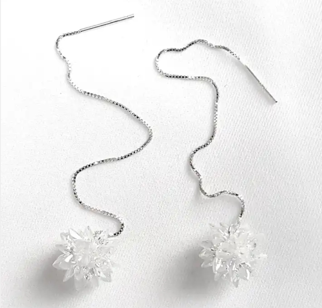 Flower Long Drop Earrings