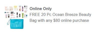 FREE 20 Pc Ocean Breeze Beauty Bag with any 80 online purchase