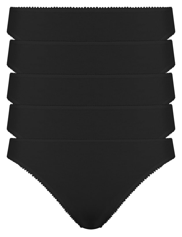 5 Pack Cotton Rich High Leg Knickers with New & Improved Fabric