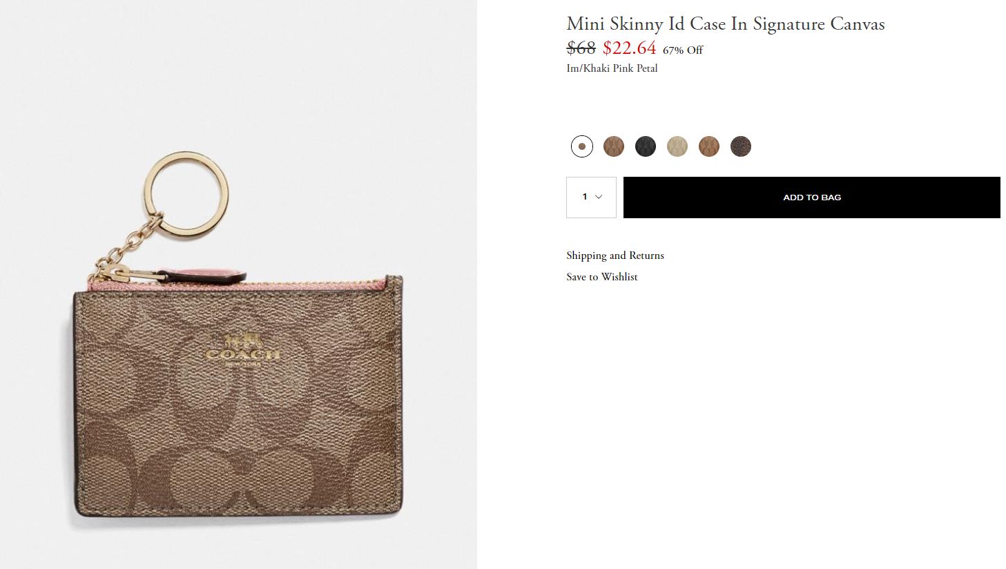 Mini Skinny Id Case In Signature Canvas