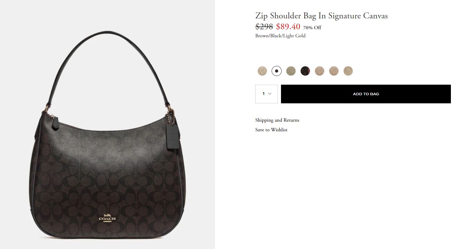 Zip Shoulder Bag In Signature Canvas F29209