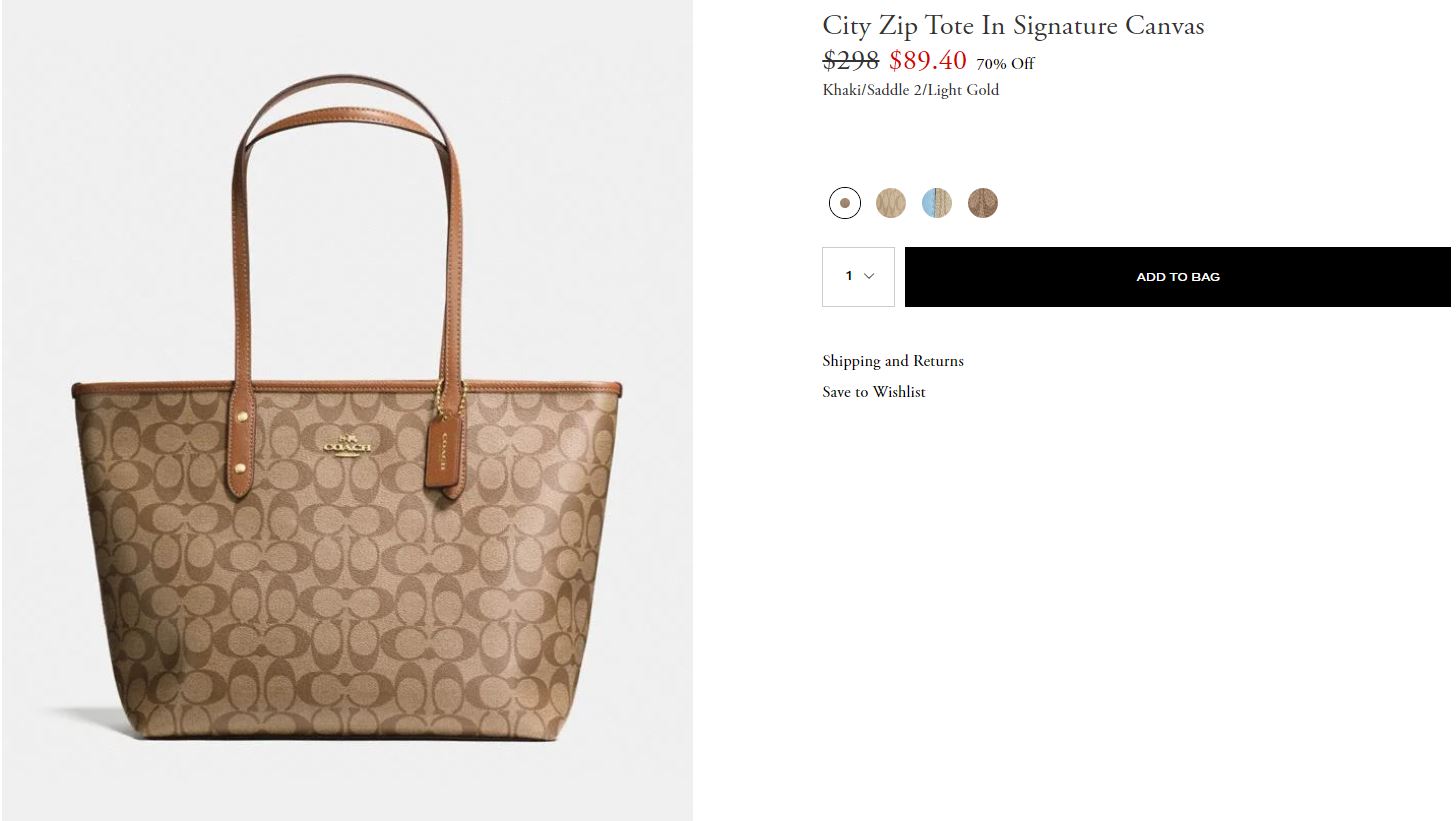 City Zip Tote In Signature Canvas F58292