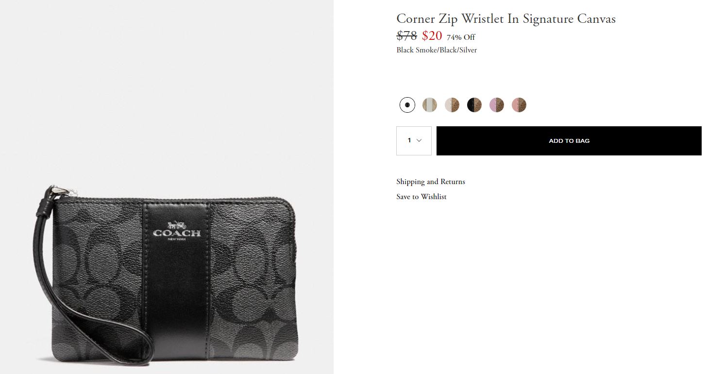 Corner Zip Wristlet In Signature Canvas