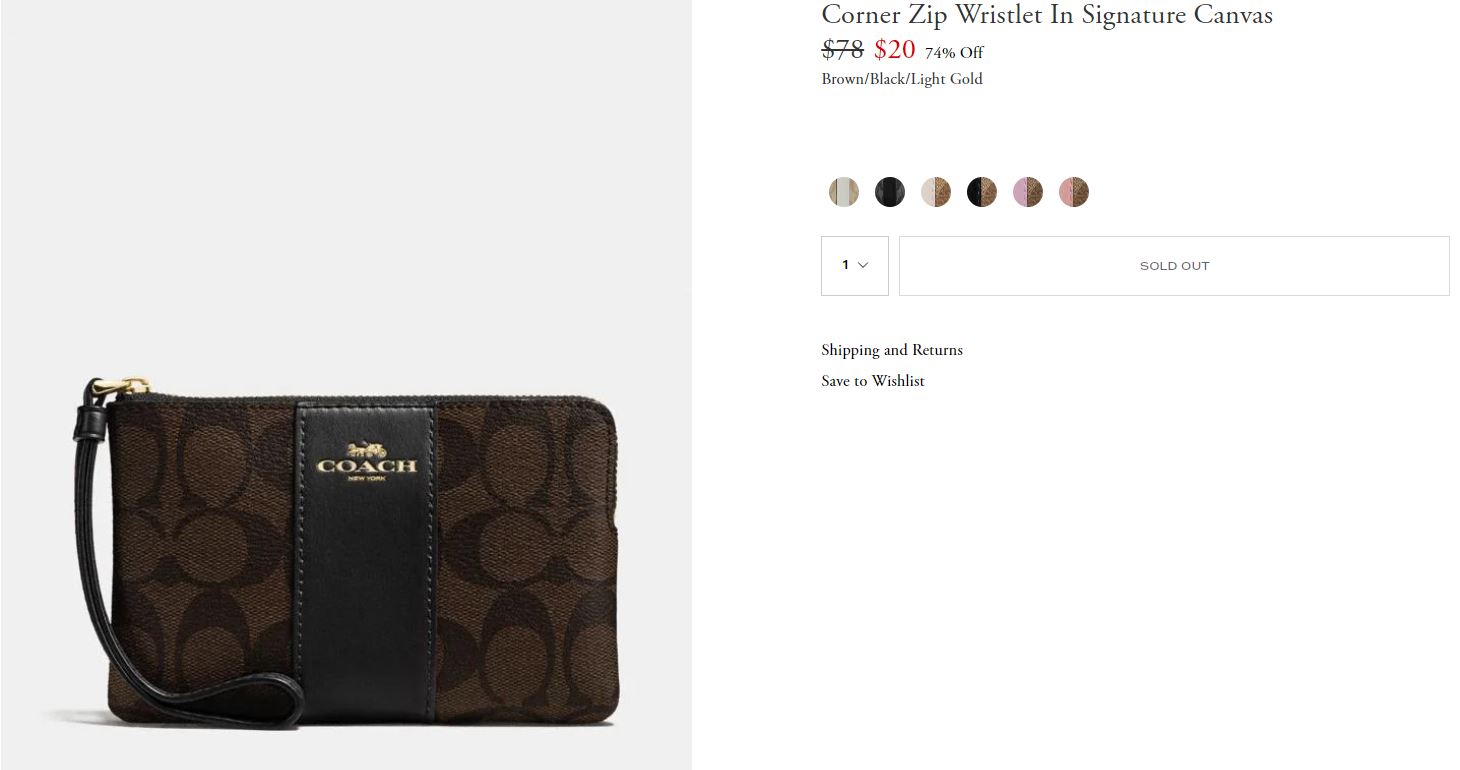 Corner Zip Wristlet In Signature Canvas