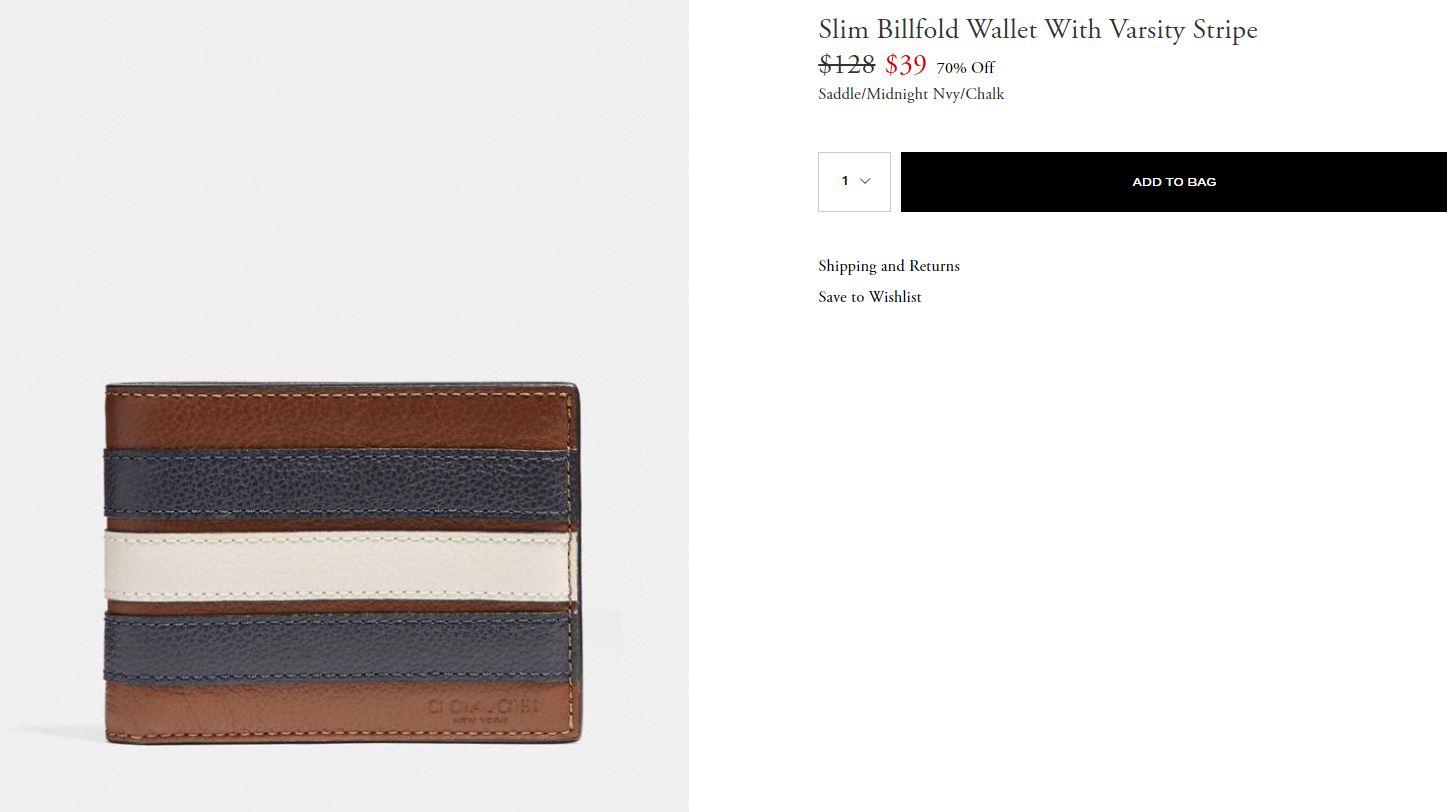 Slim Billfold Wallet With Varsity Stripe