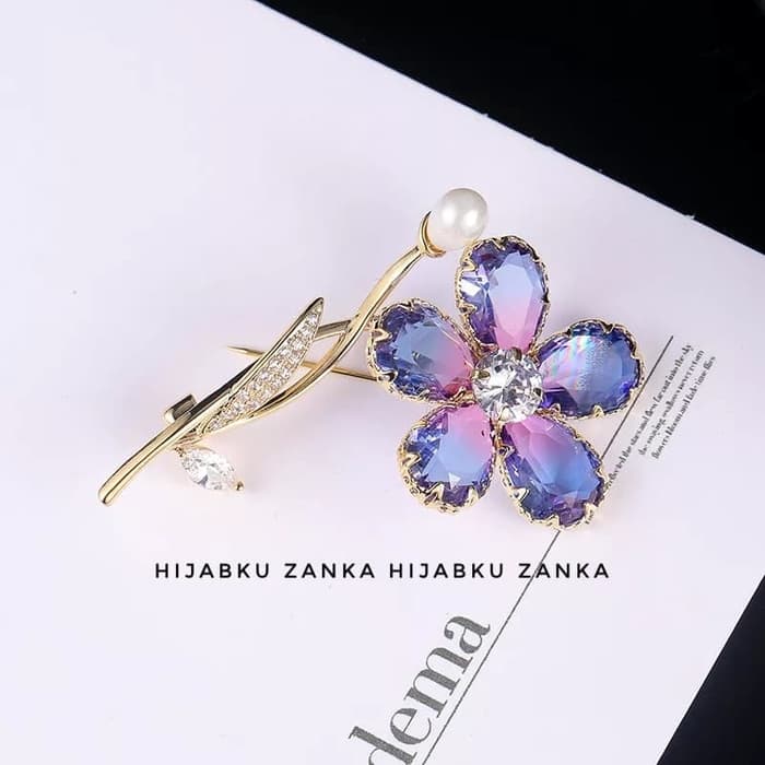 bros brooch bunga zicron copper elegan