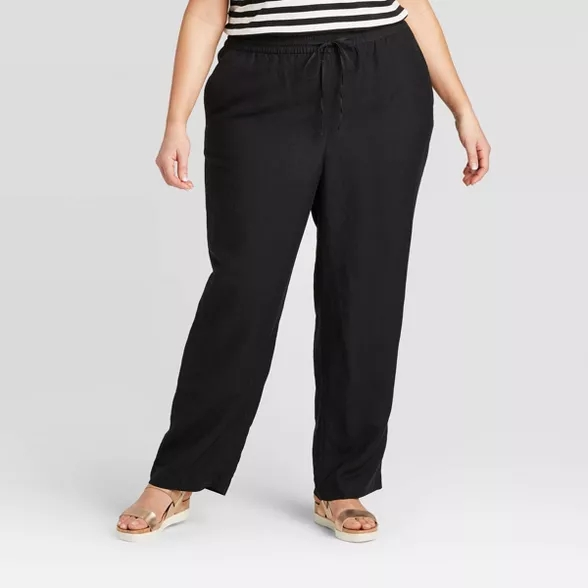 Women's Straight Leg Ankle Length Linen Pants