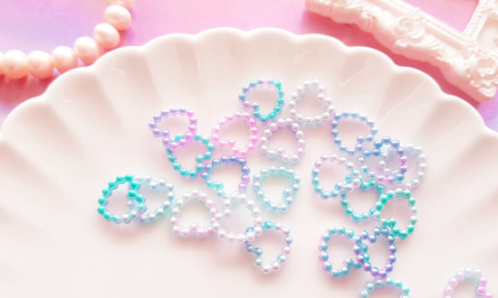 Blue Pink Mix Heart Pearl