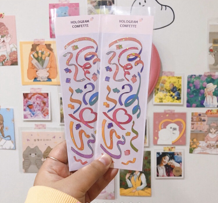 Hologram confetti sticker sheet