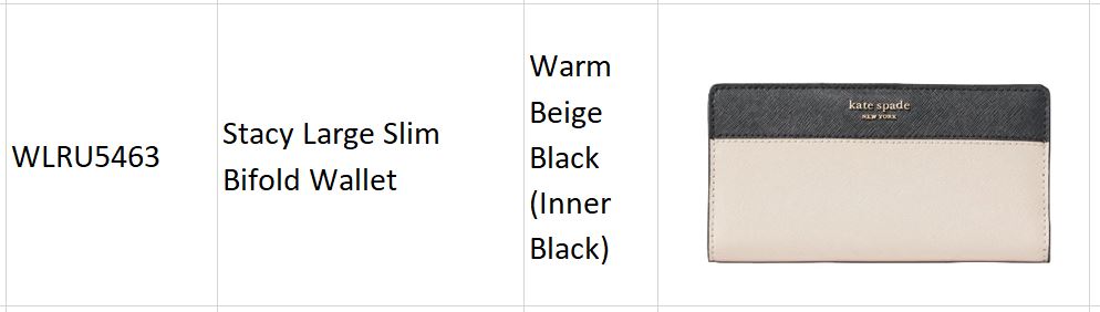 Stacy Large Slim Bifold Wallet WLRU5463 Warm Beige Black (Inner Black)