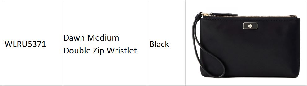 Dawn Medium Double Zip Wristlet WLRU5371 Black