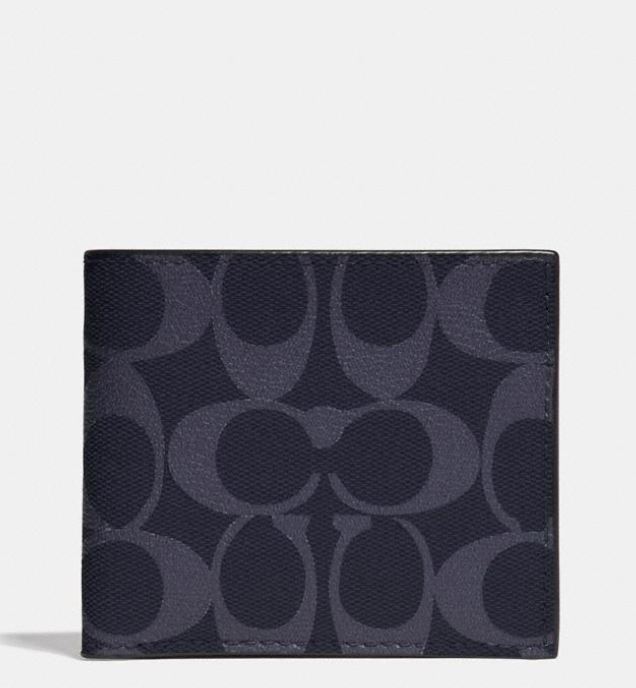 Id Billfold Wallet In Signature Canvas	Denim/Black Antique Nickel	F66551  QBDEN