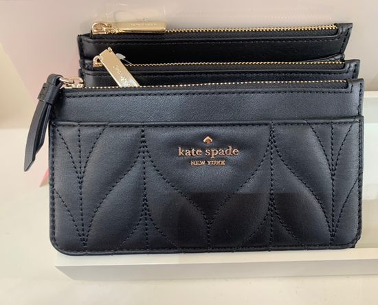 Large slim card holder in quilted black