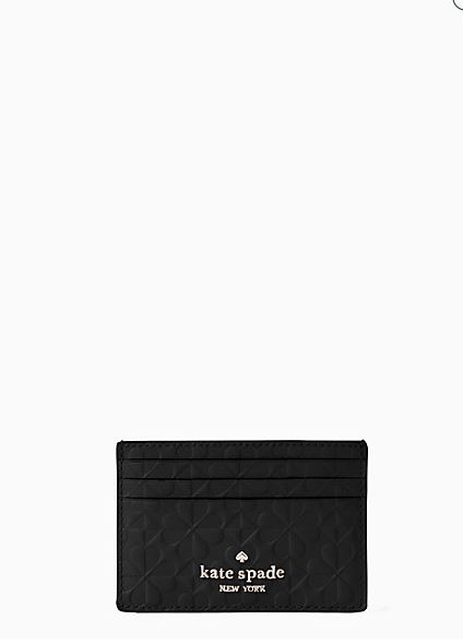 hollie spade clover geo embossed small slim card holder WLRU6154 BLACK