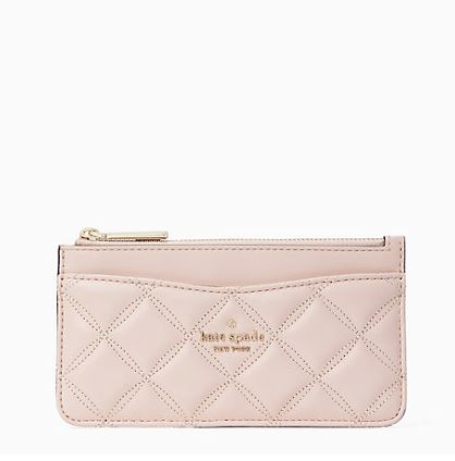 Natalia quilted large slim card holder pink x1