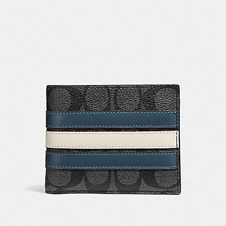 3-in-1 wallet in signature canvas w/ varsity stripe	F26072 N3C