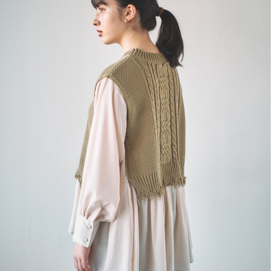 Damage Knit Docking Blouse