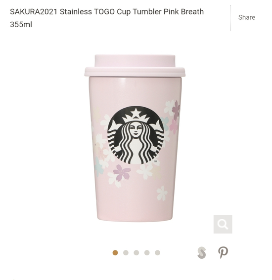 SAKURA2021 Stainless TOGO Cup Tumbler Pink Breath 355ml