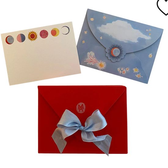 Happy Menocal Celestial Stationery - Set of 20 Cards and Custom Lunar Envelopes