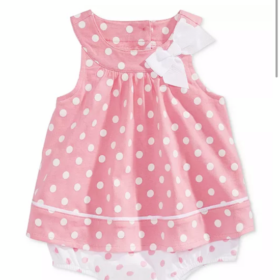 Baby Girls Dot-Print Cotton Skirted Romper, Created for Macy's