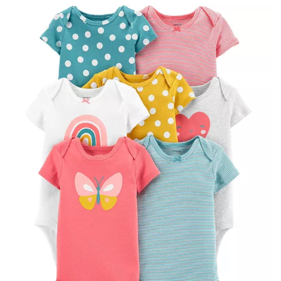 Baby Girls 7-Pk. Cotton Printed Bodysuits