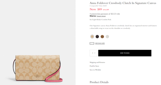 Anna Foldover Crossbody Clutch In Signature Canvas_Im.Light Khaki.Confetti Pink